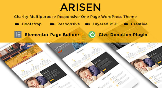 ARISEN - Chủ đề WordPress đa năng đáp ứng một trang cho tổ chức từ thiện