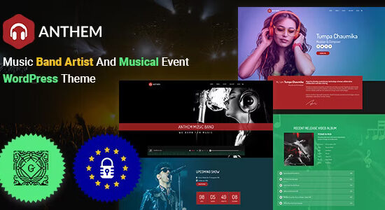 Anthem - Nghệ sĩ ban nhạc và sự kiện âm nhạc WordPress Theme