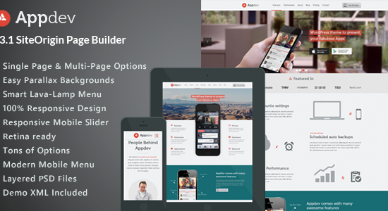 Appdev - Mobile App Showcase WordPress Theme