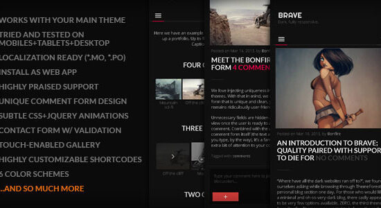 BRAVE - A dark, clean, fully responsive WP theme