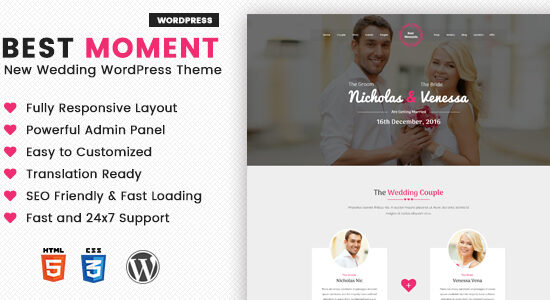 Best Moments - Modern Wedding WordPress Theme