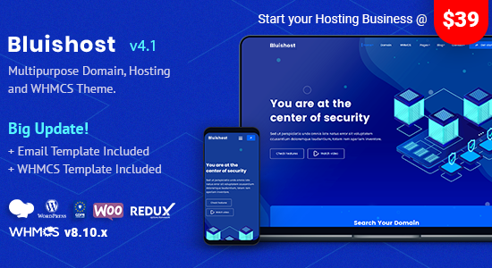 Bluishost - Responsive Web Hosting with WHMCS Themes