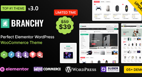 Branchy WP - Chủ đề WooCommerce đa năng đáp ứng Elementor