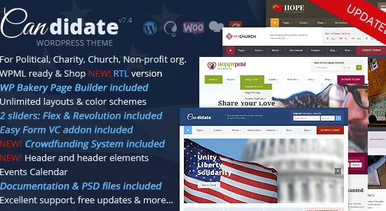 Candidate - Political/Nonprofit/Church WordPress Theme