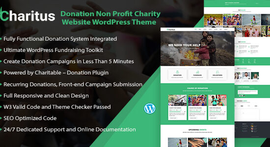 Charitus - Chủ đề WordPress từ thiện với Hệ thống quyên góp