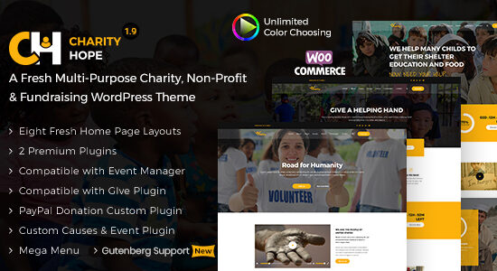 Charity Hope - Chủ đề từ thiện WordPress phi lợi nhuận và gây quỹ