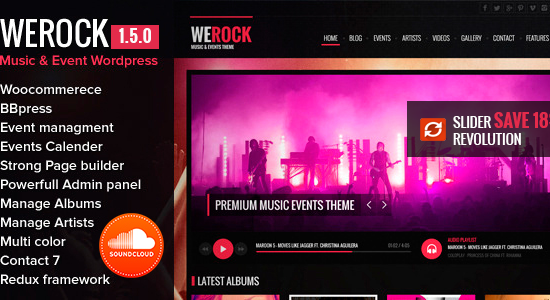 Chủ đề WordPress đa năng về âm nhạc và sự kiện WeRock