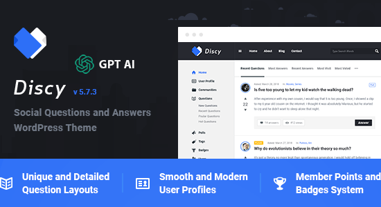 Discy - Social Questions and Answers WordPress Theme