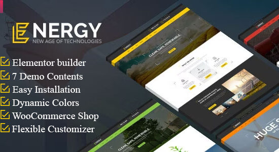 Energy - solar and wind alternative power WordPress Theme