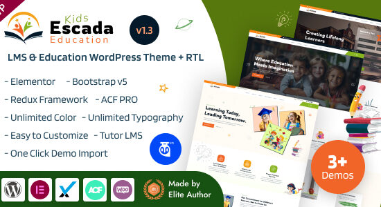 Escada - Trường học & Giáo dục trẻ em LMS Elementor WordPress Theme