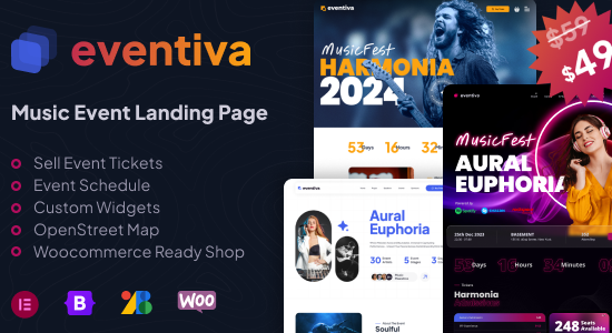 Eventiva - Trang đích sự kiện âm nhạc & ban nhạc WordPress Theme
