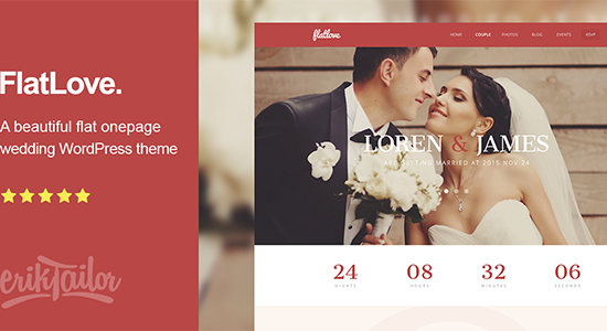 FlatLove - Flat Onepage Wedding WordPress Theme