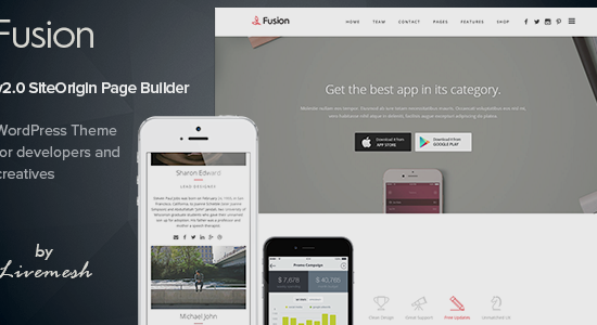 Fusion - Mobile App Landing WordPress Theme