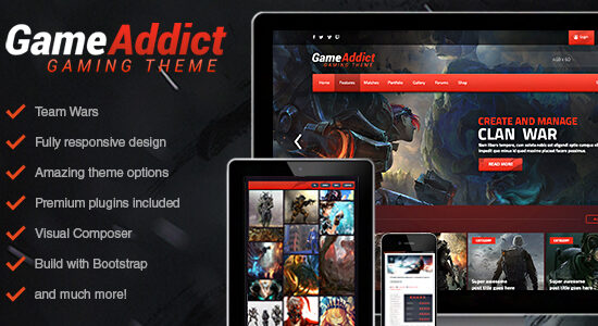 Game Addict - Clan War Gaming Theme