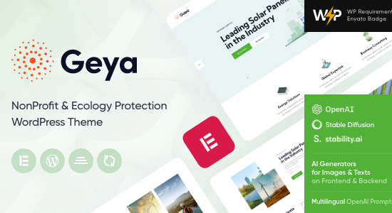 Geya - Chủ đề WordPress về Năng lượng tái tạo và Sinh thái