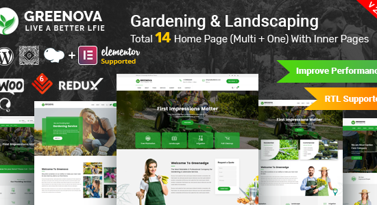 Greenova - Chủ đề WordPress về làm vườn và cảnh quan