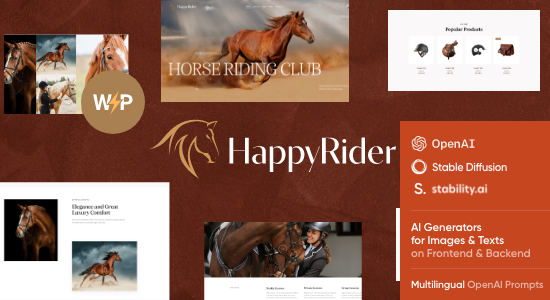 Happy Rider - Chủ đề WordPress cho Trường dạy ngựa & Trung tâm cưỡi ngựa