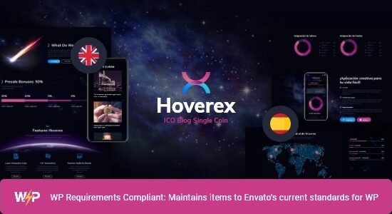 Hoverex | Cryptocurrency, NFT & ICO WordPress Theme + Spanish