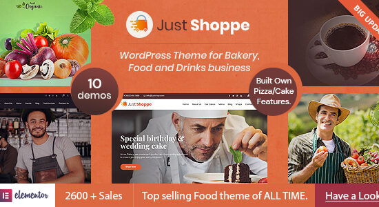 Justshoppe - Elementor Cake, Bakery & Food WordPress