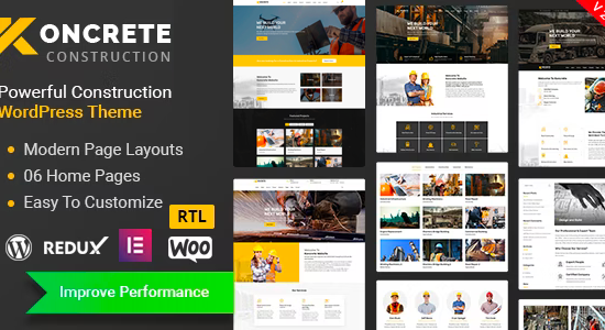 Koncrete - Chủ đề WordPress về Xây dựng