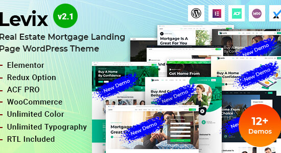 Levix - Real Estate & Mortgage Elementor WordPress Theme