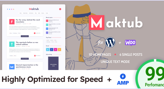 Maktub - Minimal & Lightweight Blog for WordPress