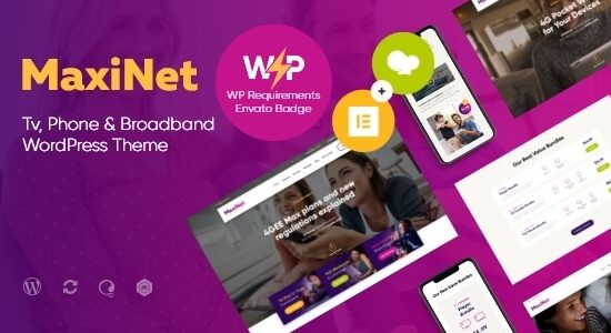 MaxiNet | Broadband & Telecom Internet Provider WordPress Theme + Elementor