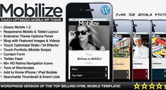 Mobilize - jQuery Mobile WordPress Theme