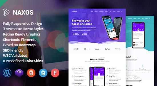 Naxos - App Landing Page WordPress Theme