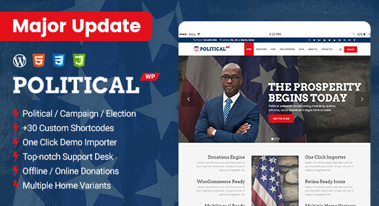 PoliticalWP - Political Campaign WordPress Theme