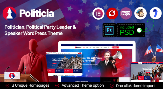 Politicia - Chủ đề WordPress dành cho chính trị gia và diễn giả