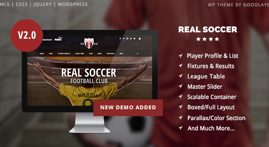 Real Soccer - Sport Clubs WordPress