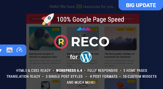 Reco - Minimal Lightweight AMP Theme for Freebies