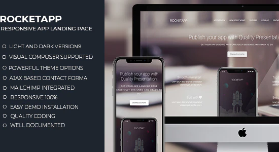 Rocket App - Chủ đề WordPress cho trang đích ứng dụng đáp ứng