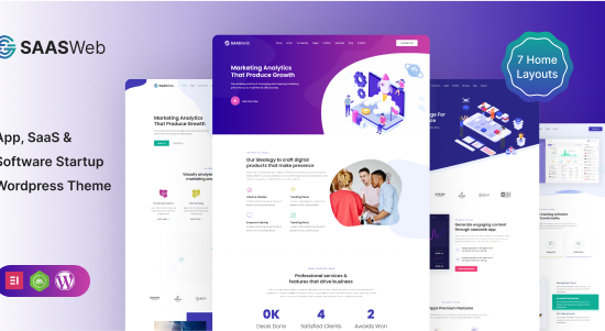 Saasweb - Chủ đề WordPress cho sản phẩm ứng dụng và Saas