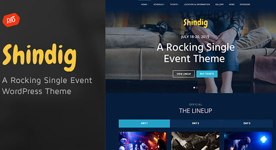 Shindig - Một chủ đề WordPress sự kiện đơn lẻ tuyệt vời
