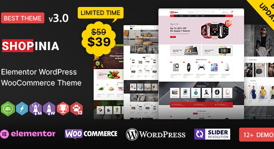 Shopinia WP - Chủ đề WooCommerce đa năng của Elementor