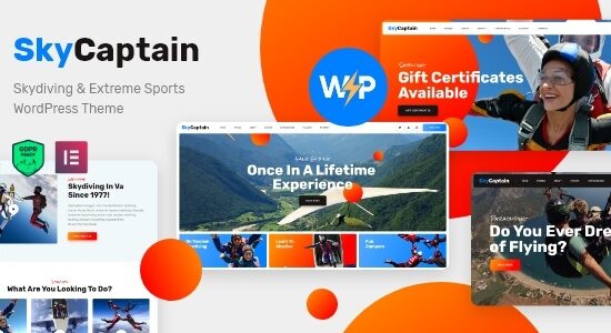 SkyCaptain | Chủ đề WordPress về Nhảy dù & Thể thao mạo hiểm