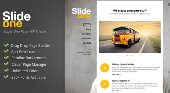 Slide One - Một trang Parallax, Ajax WordPress