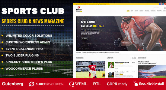 Sports Club - Football, Soccer, Sport News Theme