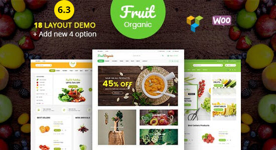 Thực phẩm Trái cây - Nông trại hữu cơ, Chủ đề WordPress WooCommerce đáp ứng RTL tự nhiên