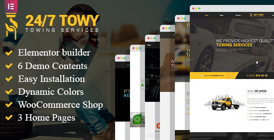 Towy - Dịch vụ kéo xe ô tô khẩn cấp và hỗ trợ bên đường WordPress theme