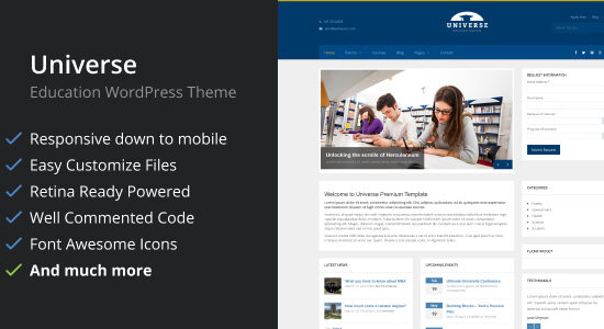 Universe - Education Responsive WordPress Theme