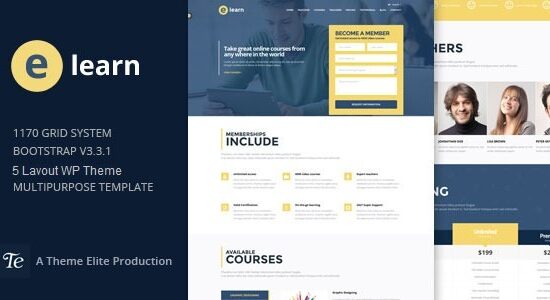 e-Learn - Onepage Bootstrap Education WordPress Theme