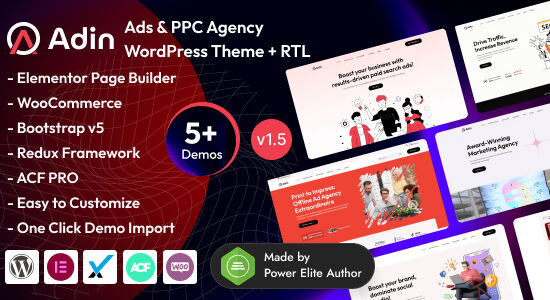 Adin - Công ty quảng cáo & PPC Theme Elementor WordPress