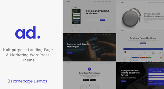 Advent - Landing Page Marketing WordPress Theme