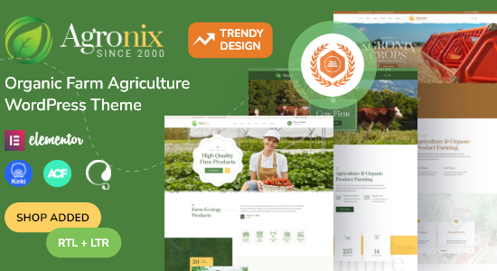 Agronix - Chủ đề WordPress Nông nghiệp Nông trại Hữu cơ + RTL