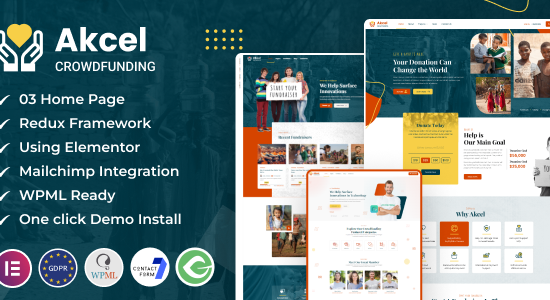 Akcel - Chủ đề WordPress từ thiện gây quỹ cộng đồng