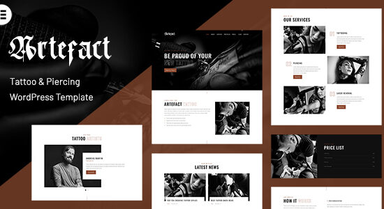 Artefact - Chủ đề WordPress cho Studio xỏ khuyên hình xăm Elementor