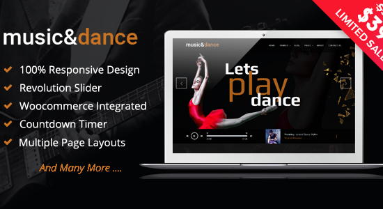 Chủ đề WordPress về âm nhạc và khiêu vũ
